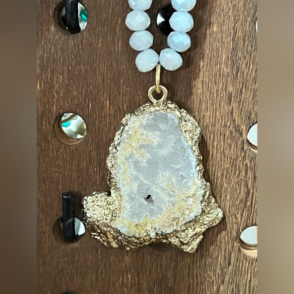 Gold and White Pendant Necklace
